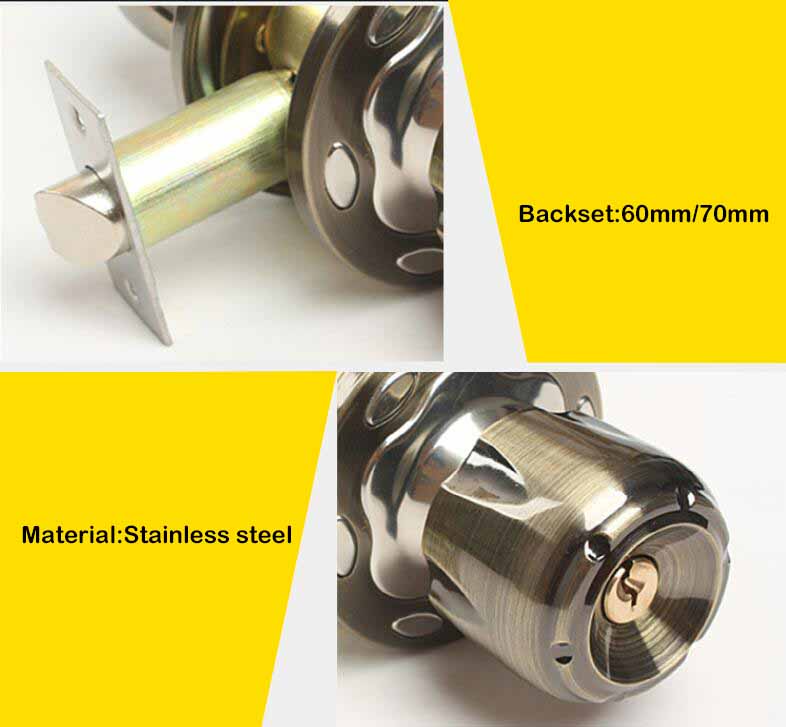BK ZINC Aleación de aleación Tubular Lock Puerta Perilla Conjuntos de bloqueo