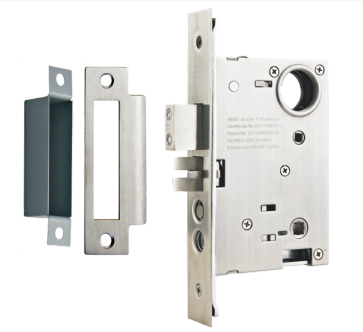 Cerradura de puerta de entrada con llave y manija de palanca para