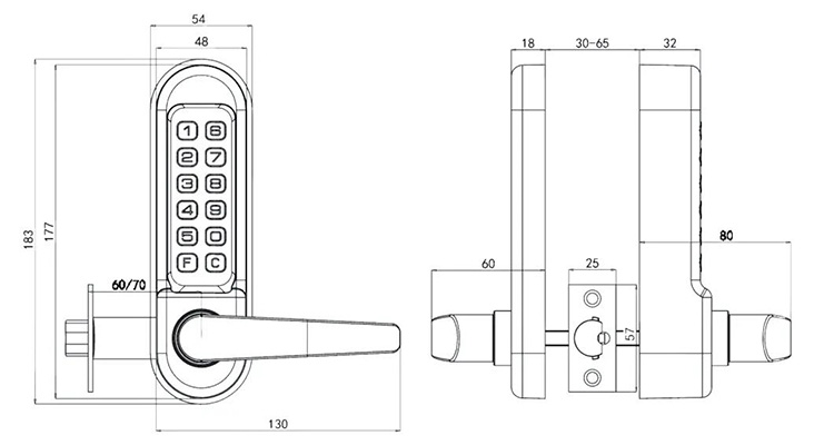 Muestra de bloqueo de puerta de código de combinación digital sin llave sin llave disponible