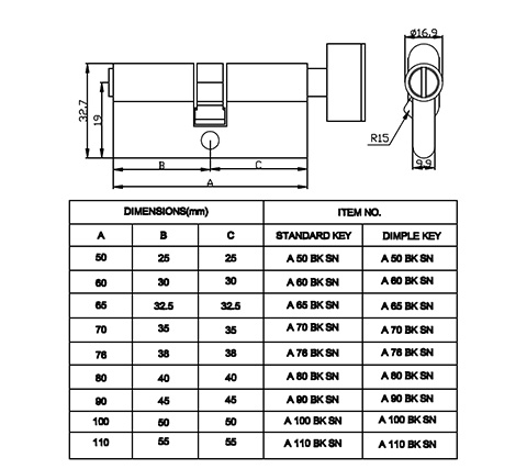 Cerradura de cilindro de la puerta de la venta caliente de 80 mm de latón Cilindro de la puerta de bloqueo de cilindro de bloqueo abierto