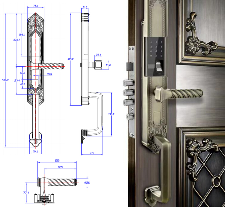 Cerradura inteligente de alta calidad de estilo europeo de alta calidad y elegante de lujo, cerradura de puerta grande, cerradura inteligente