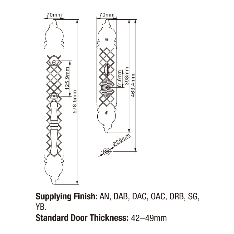 Tipos de cerradura de puerta de entrada de aleación de zinc DAB Reemplazo del cilindro de cerradura de puerta de entrada segura
