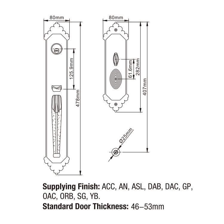 SG ZINC Aleación de seguridad de seguridad Locksets Cerraduras de puertas y asas para casas