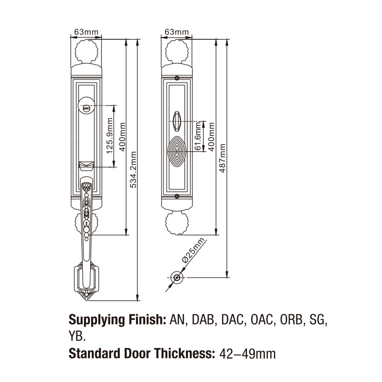 Cerraduras de puerta de entrega rápida de aleación de zinc DAC Cerradura de seguridad de puerta de manija Cerradura de puerta de entrada